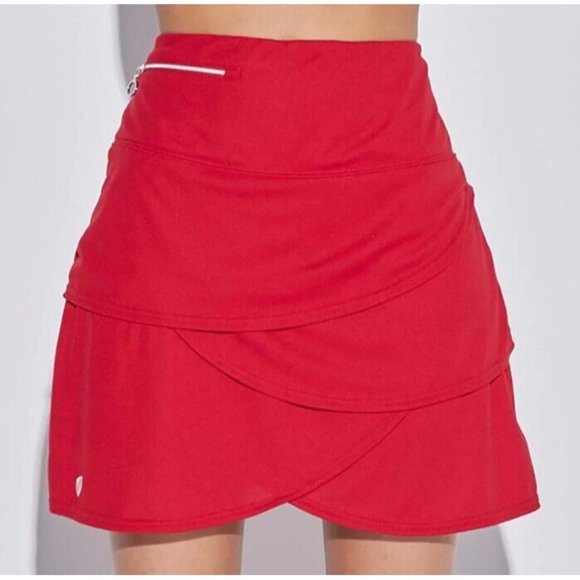 Womens GG Blue Yaya Pull-On Knit Skorts In Cherry Front & Back Zipper Pockets Lg